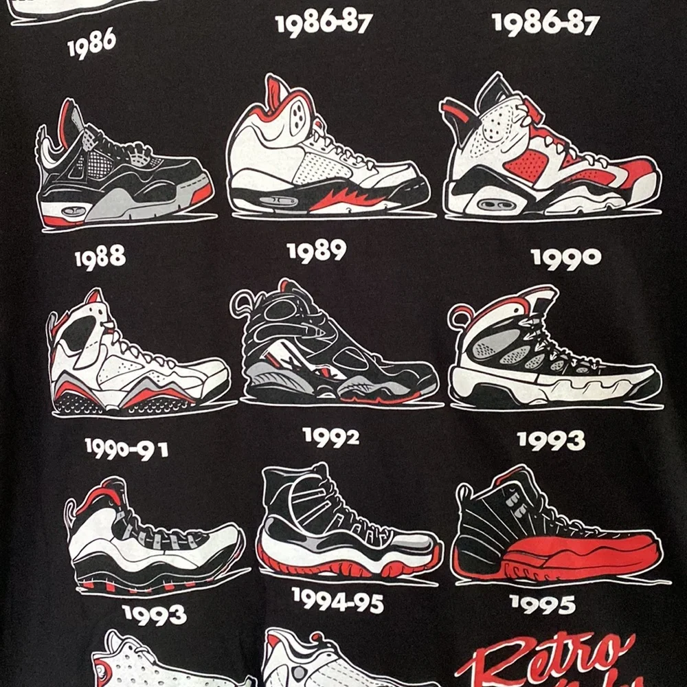 ❌SOLD❌🎁Streetwear Retro Kicks Black Red Evolution of Air Jordan Shoes Shirt New_7